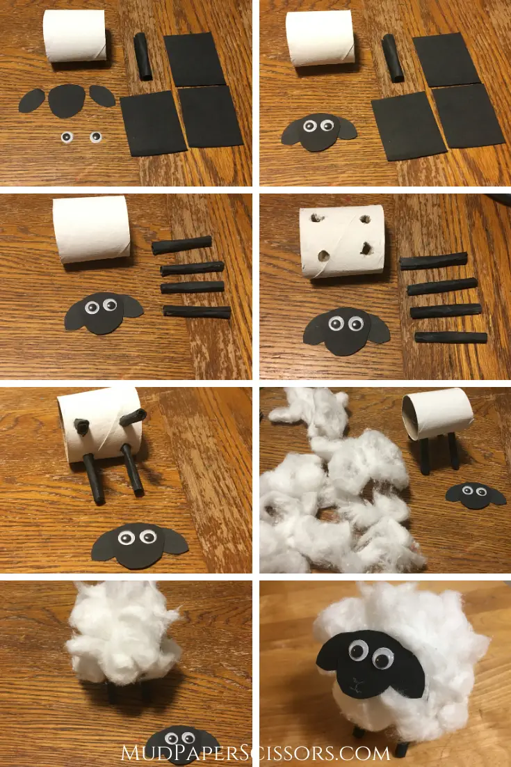 Toilet Paper Roll Sheep Craft - Mud Paper Scissors